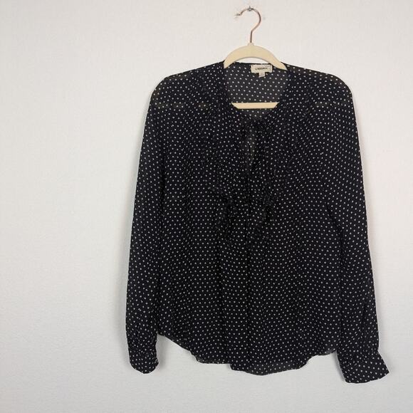 L'Agence Black & Ivory Carte A Jouer Spade Tabitha Ruffle Sheer Blouse - Picture 3 of 7